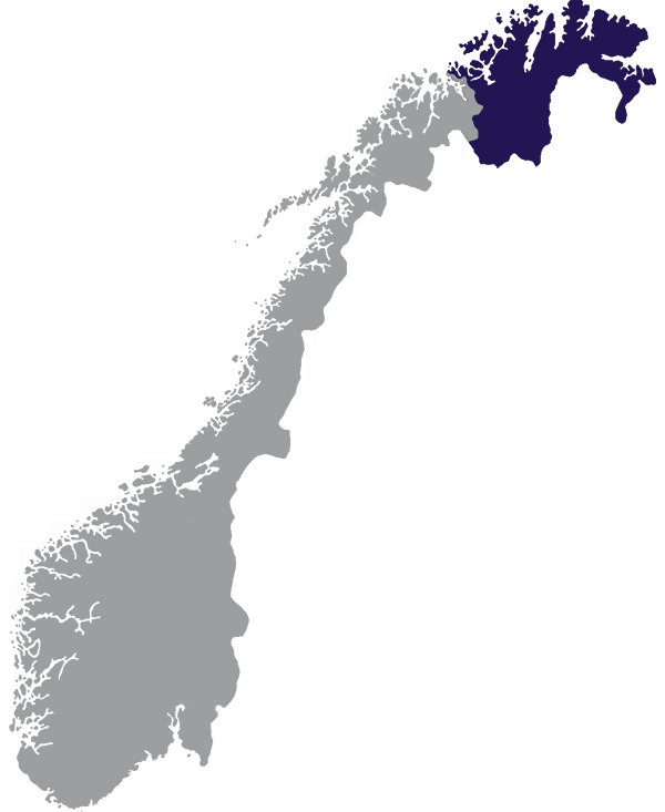 Landkaart Noorwegen grijs met provincie Finnmark donkerblauw op transparante achtergrond - 600 * 733 pixels